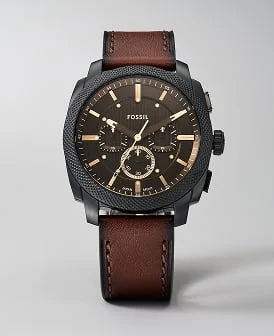 Abbildung einer schwarz-braunen Uhr Machine von Fossil