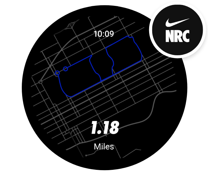 Nike Run Club dial with Nike logo