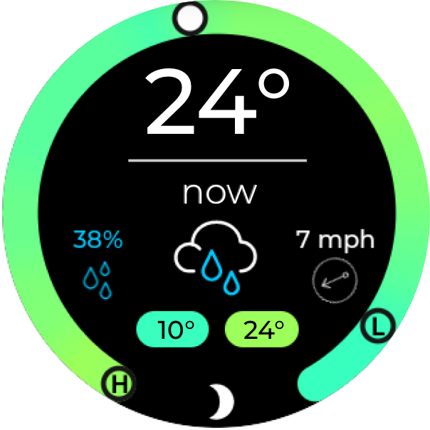 A dial showing the MyRadar weather app.