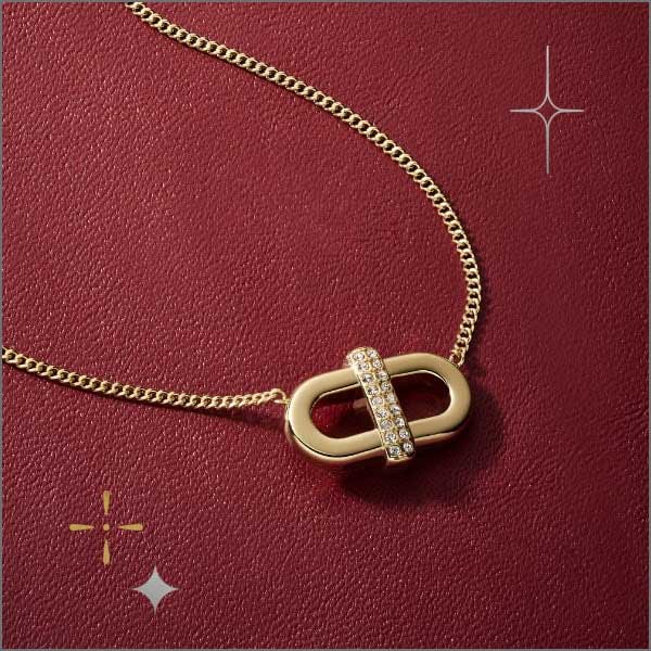 Gold-tone necklace with crystals.