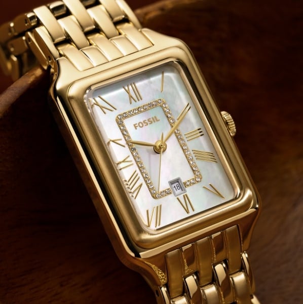 The gold-tone Raquel watch.