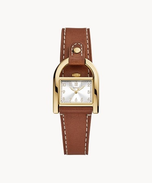 A brown leather Harwell watch.