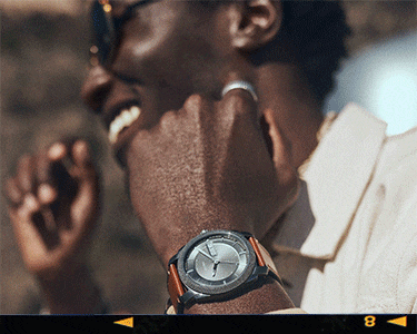 A gif of a man wearing the Machine watch. 