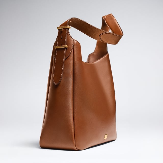 The new Dillon hobo bag, shown in smooth brown leather.