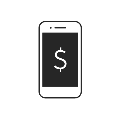A smartphone icon with a dollar sign on the screen.