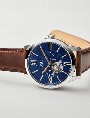 The Fossil Everett Chronograph watch in a steel grey two-tone finish.
