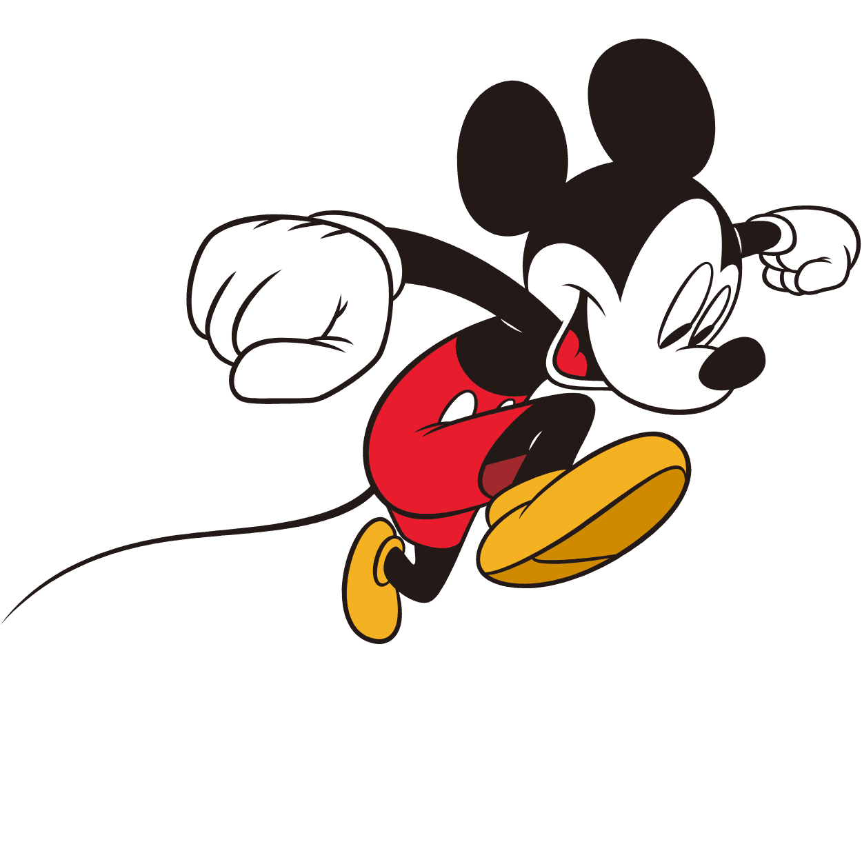 An animated GIF of Disney’s Mickey Mouse playfully jumping.