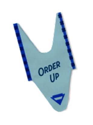 Illustration of a ticket that says 'ORDER UP'.