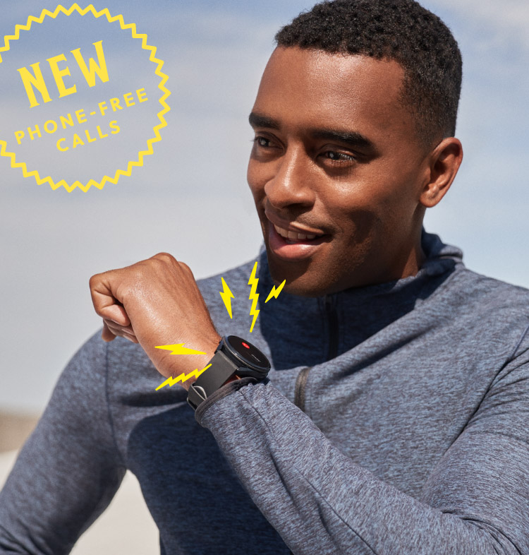 A man answers a phone call on a Gen 5 LTE Smartwatch