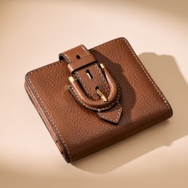 A brown leather wallet.