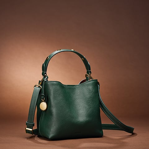 Jessie Leather Small Bucket Crossbody Bag