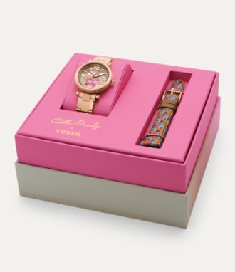 The Cedella Marley x Fossil watch and interchangeable strap.