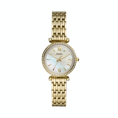 Une montre en acier inoxydable ton or pour femmes