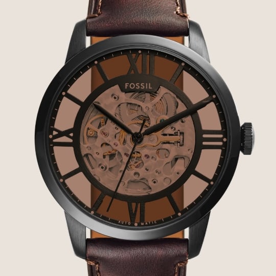 Brown leather Townsman automatic with amber crystal.