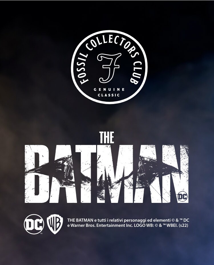 Logo Fossil Collectors Club e grafica di The Batman.