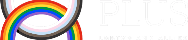 The Fossil PLUS logo for LGBTQ Plus employees and allies, featuring two intersecting rainbows that represent the Pride and Trans flags.