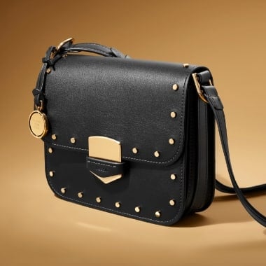 A women’s black leather Lennox bag.
