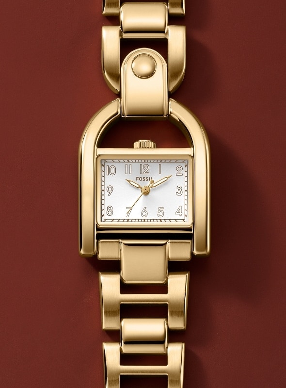A gold-tone equestrian-inspired women's watch.