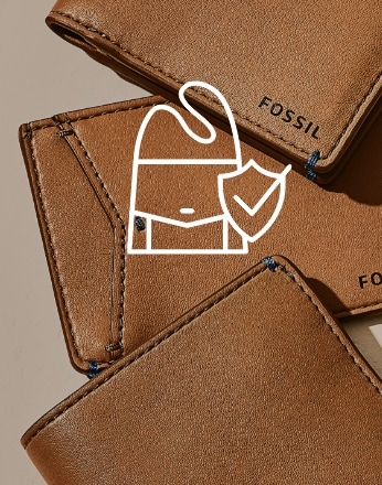 Bag with check mark icon over cactus wallets background.