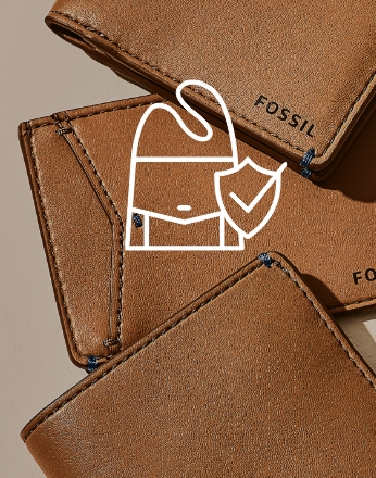 Bag with tick icon over cactus wallets background.