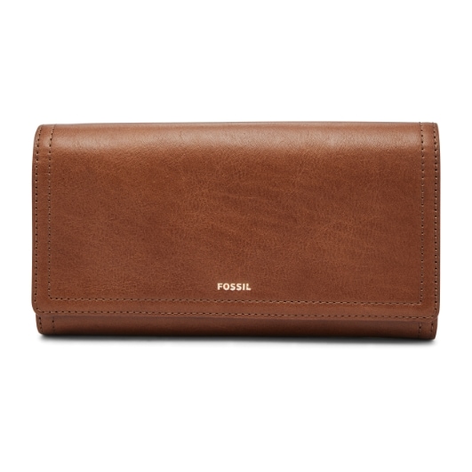 Brown leather phone wallet. 