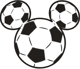 A graphic of Mickey Mouse's iconic silhouette is reimagined in a football pattern.