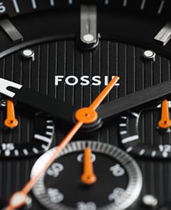 Zoomed in view of the multi-layered dial with chronograph subeyes.
