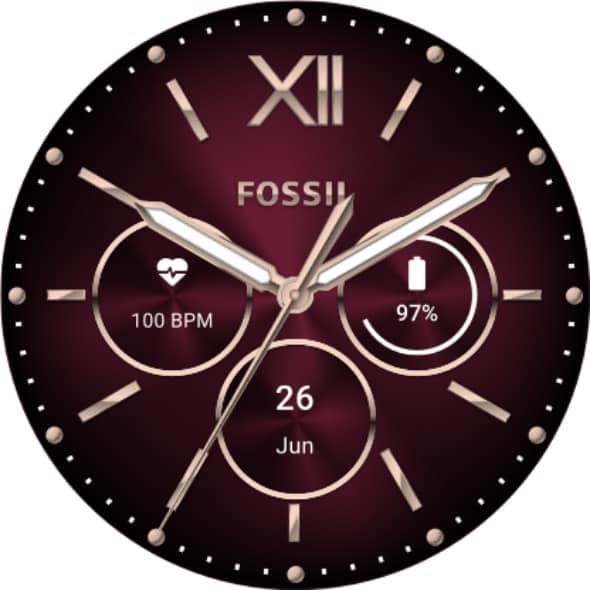 A Fossil Wine Edition watch face.