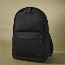 A men's leather backpack.