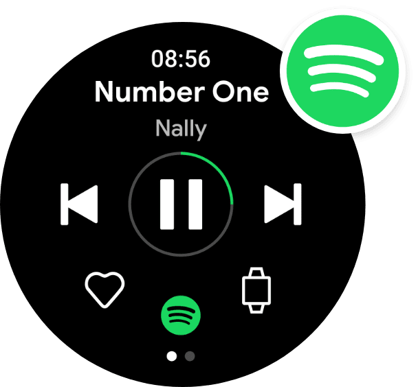 Spotify-Zifferblatt mit Spotify-Logo