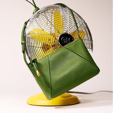 Green leather purse.