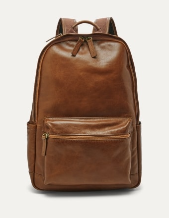 Brown leather Buckner Backpack.