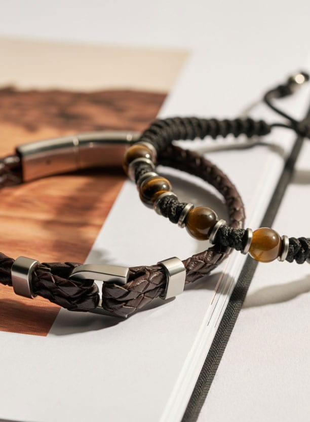Bracelets pour homme en cuir et en perles Beads de la collection d'automne Fossil