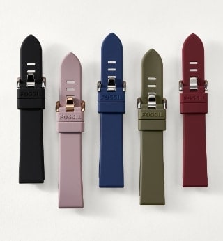 Five interchangeable Fossil silicone straps.