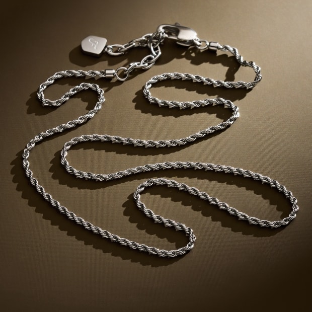 A silver-tone chain necklace.