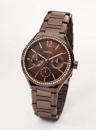 A brown stainless-steel watch
