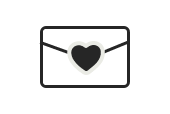 Une icône de lettre avec un cœur.