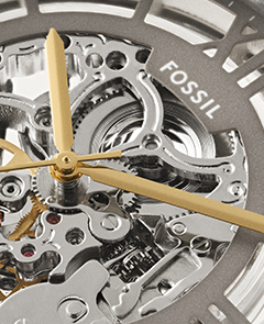 Detailed view of the skeleton dial.