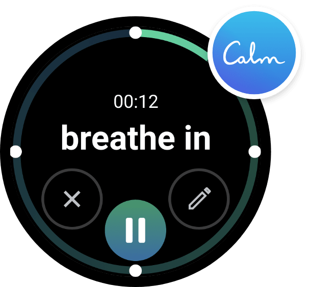 Calm-Zifferblatt mit Calm-Logo