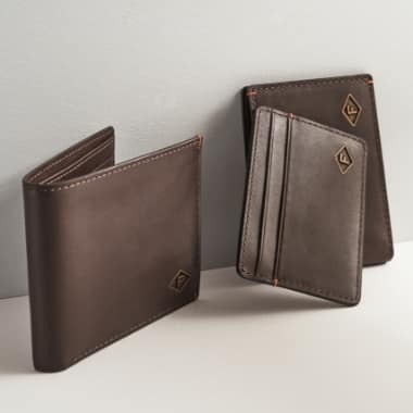 Men's brown leather wallets.