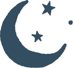 A moon and stars graphic.