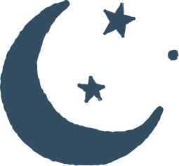 Grafica con luna e stelle.