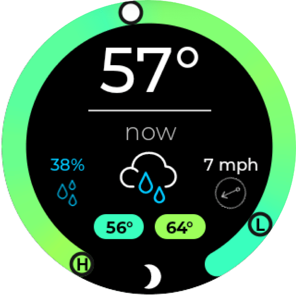 A dial showing the MyRadar weather app.