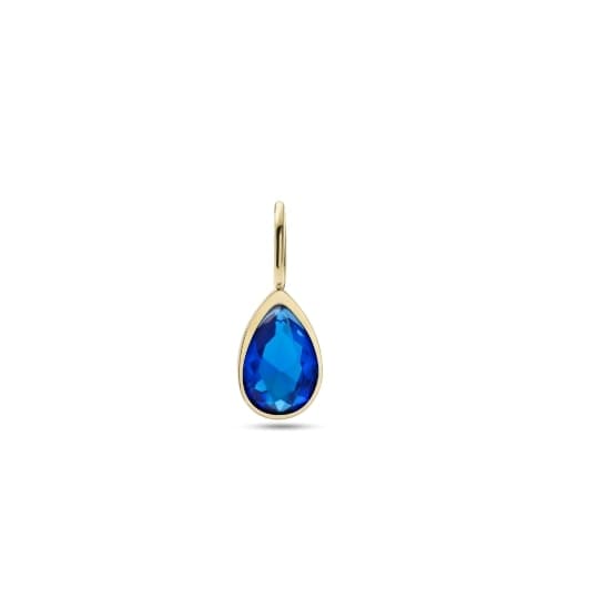 Gold-tone charm with blue stone.