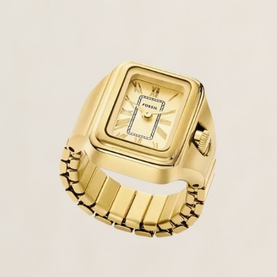 Gold-tone Raquel watch ring.