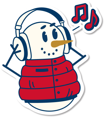 Snowman listening to music