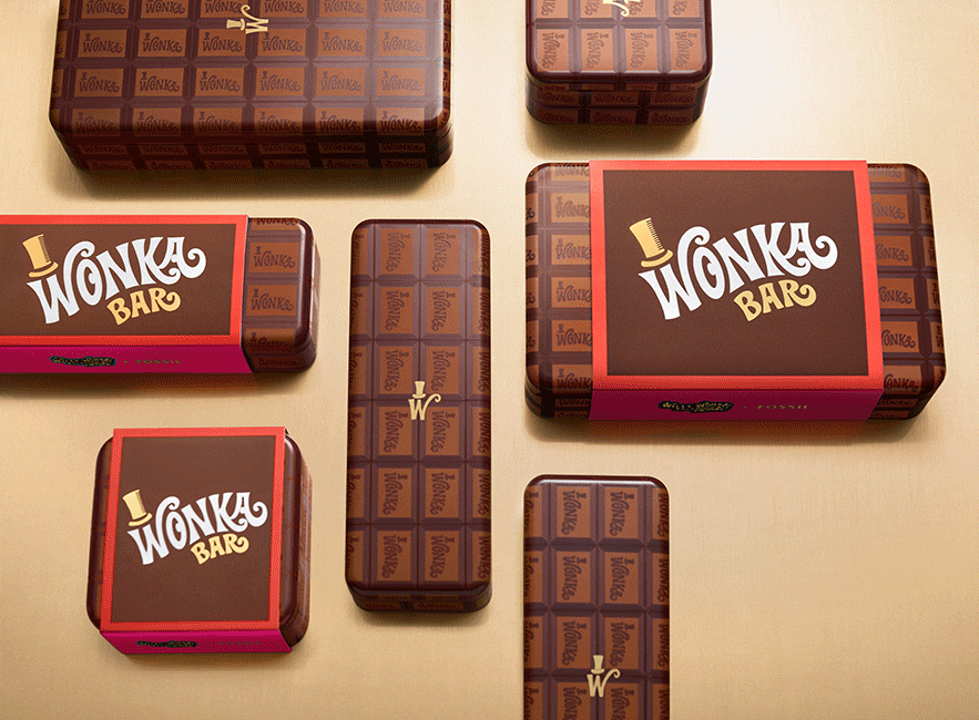 GIF de l’emballage exclusif inspiré d’une barre de chocolat offert avec chaque montre et bijou. 