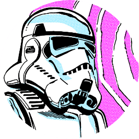 Une illustration style bande dessinée de stormtrooper