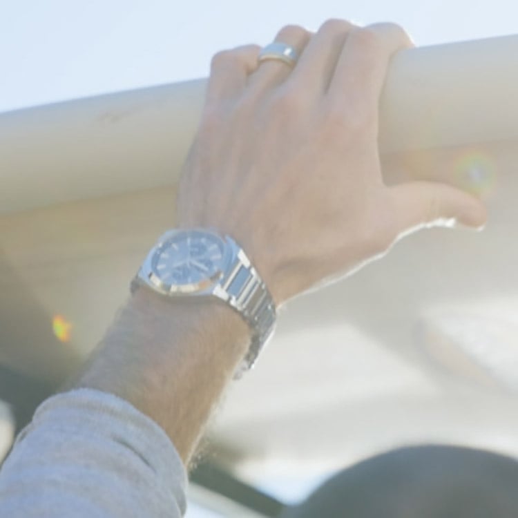 Close-up shots of women's and men's watch styles, and a woman drinking lemonade.