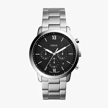 A men’s silver-tone stainless-steel watch